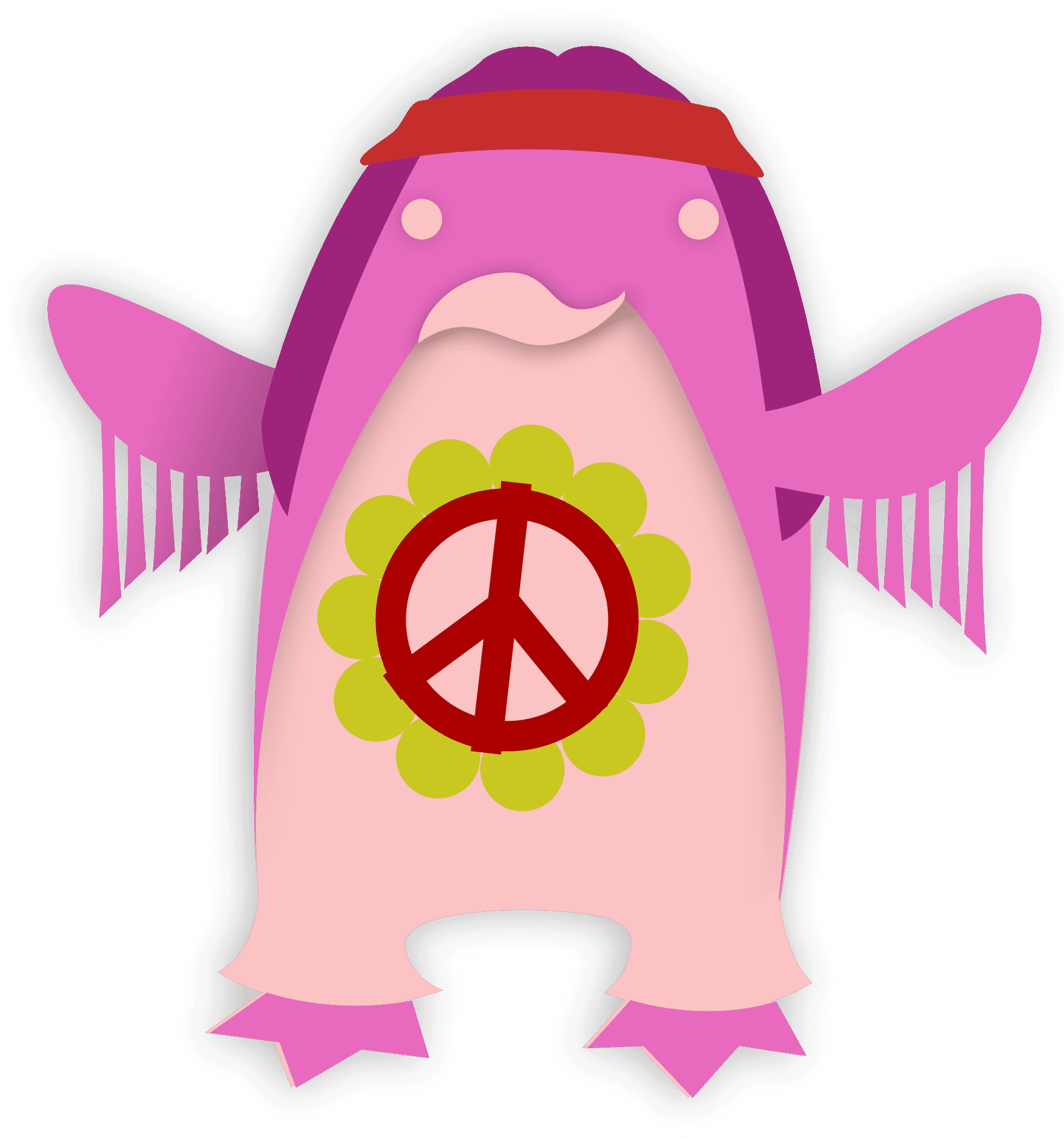 Hippie Peace Sign Penguin Graphic PNG