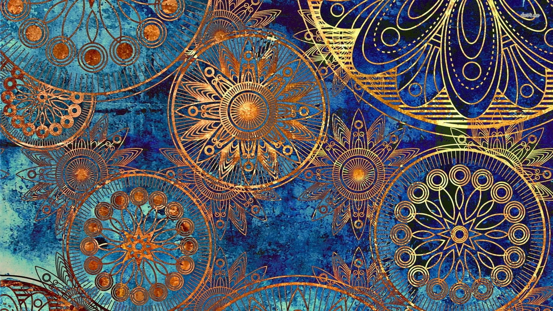Hippie Spherical Flower Design Wallpaper