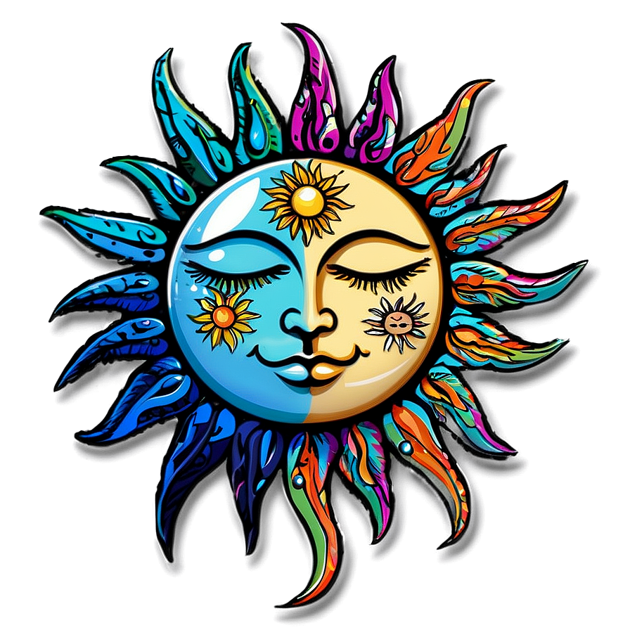 Download Hippie Sun And Moon Png 91 | Wallpapers.com