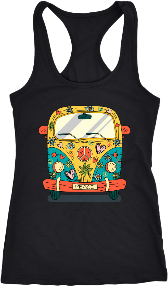 Hippie Van Tank Top Design PNG