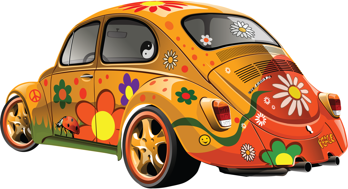 Hippie Volkswagen Beetle PNG