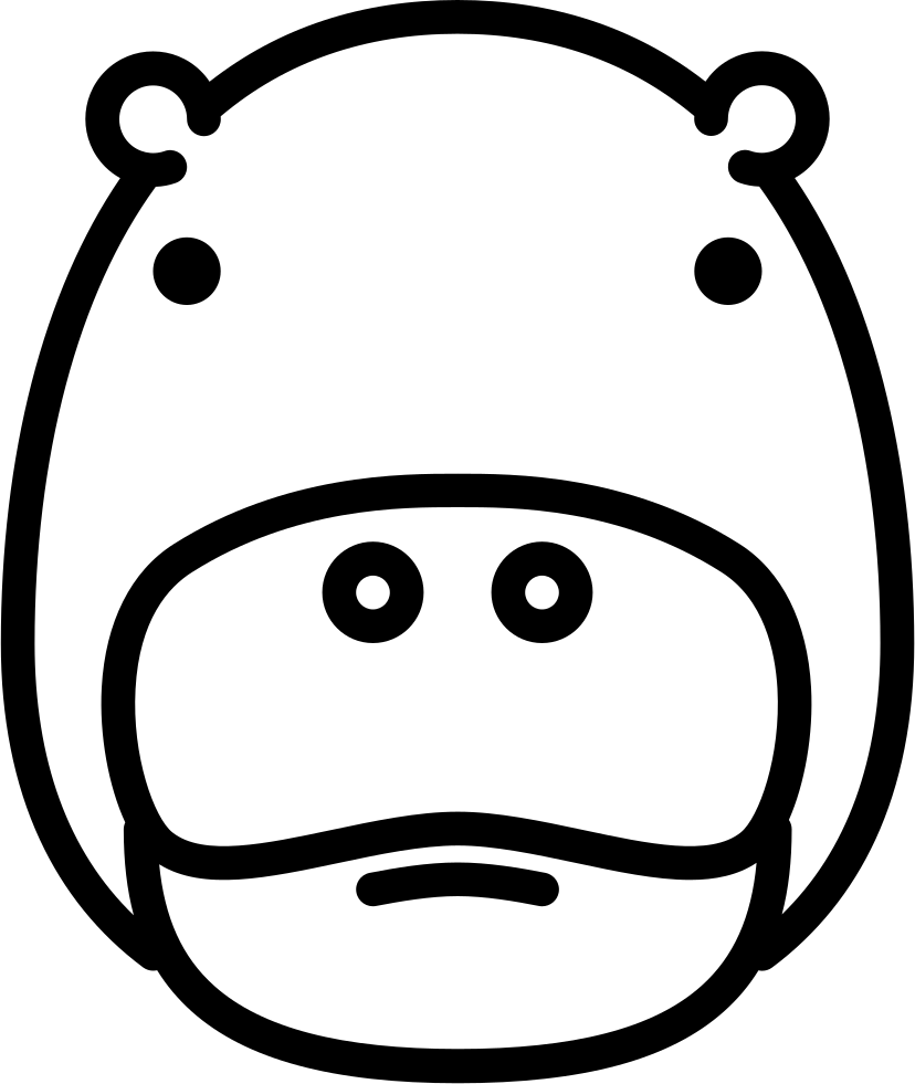 Hippopotamus Icon Simple Outline PNG