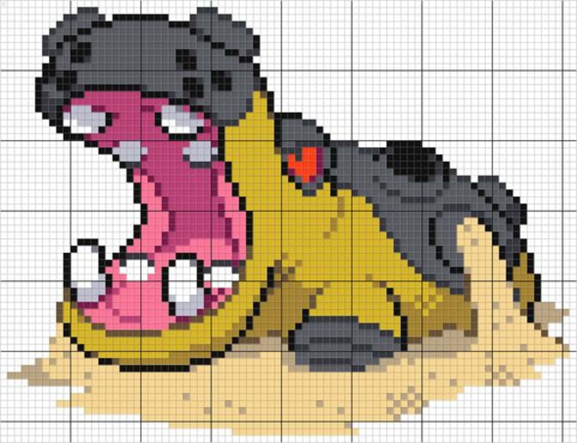 Hippowdon Pixel Art With Grids Wallpaper