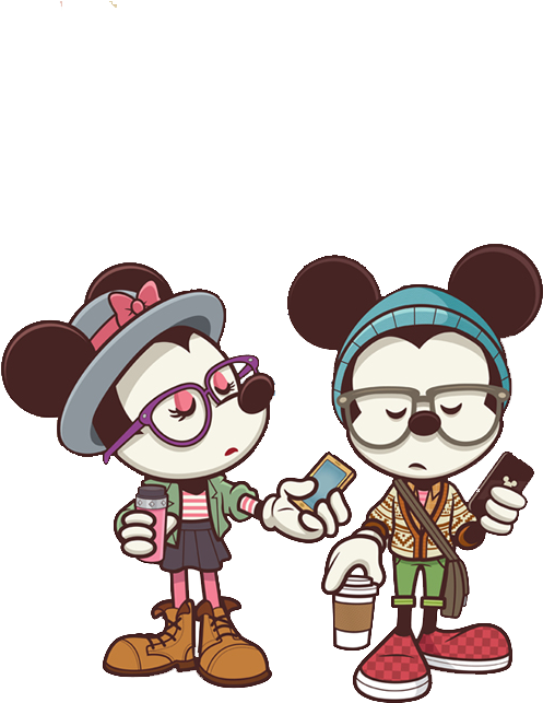 Hipster Cartoon Mice Illustration PNG