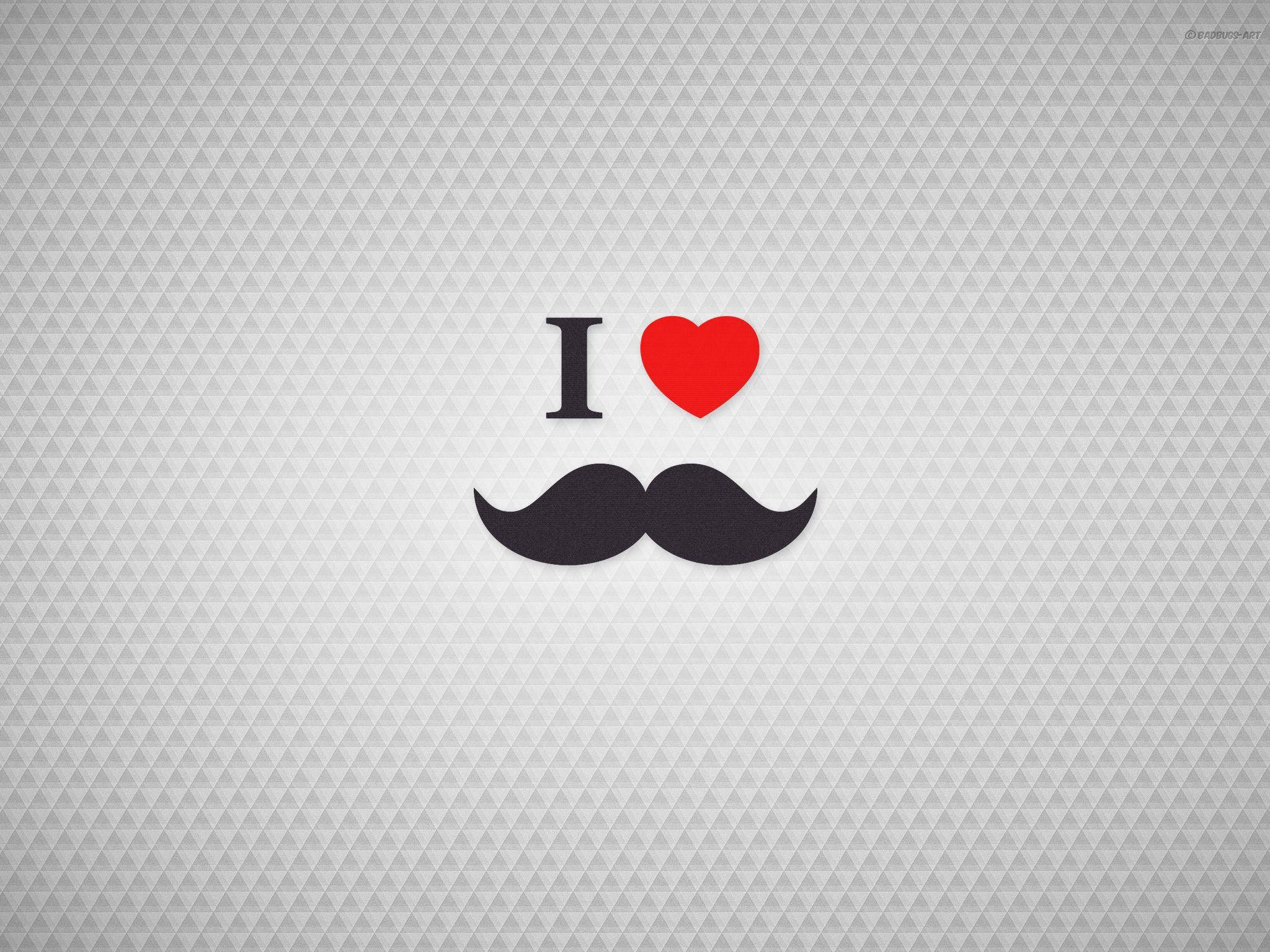 Hipster I Love Beard Logo Vector Art Wallpaper
