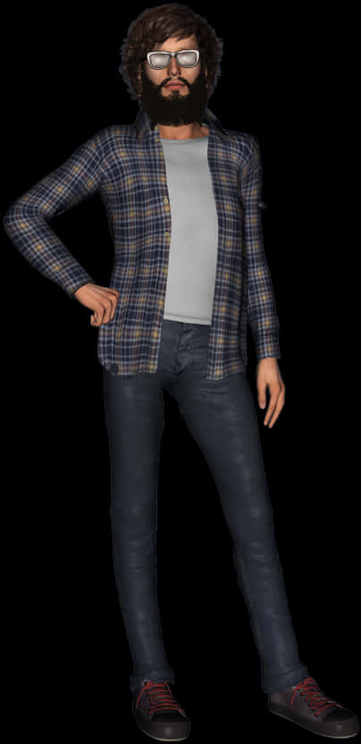 Hipster Man Standing Pose PNG