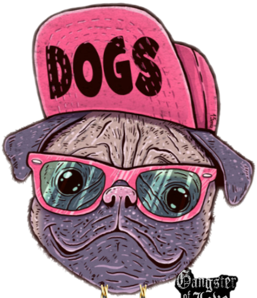 Hipster Pug Illustration PNG