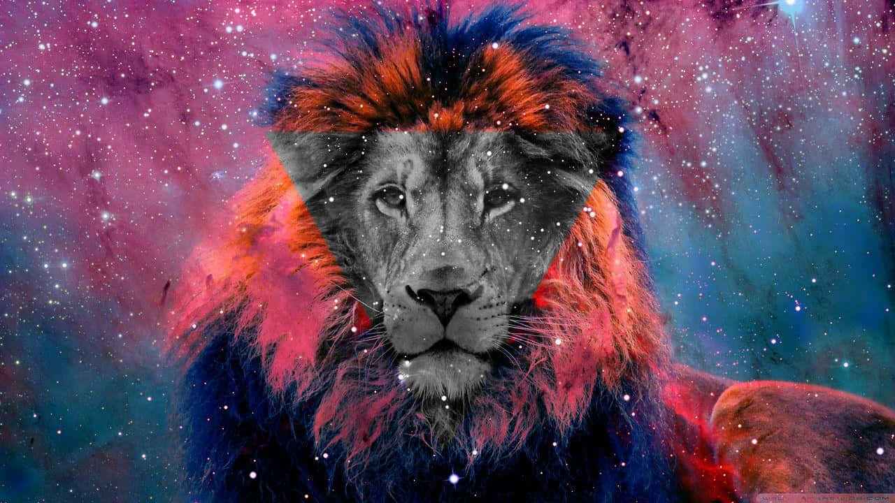 En løve med en farverig baggrund Wallpaper