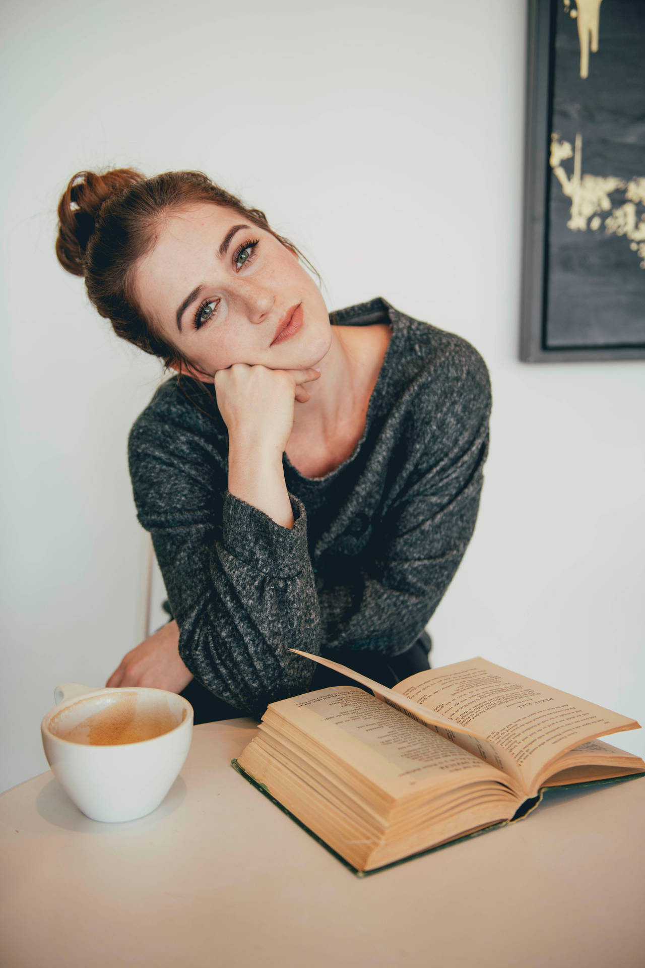 Hipster With Book And Coffee Wallpaper
