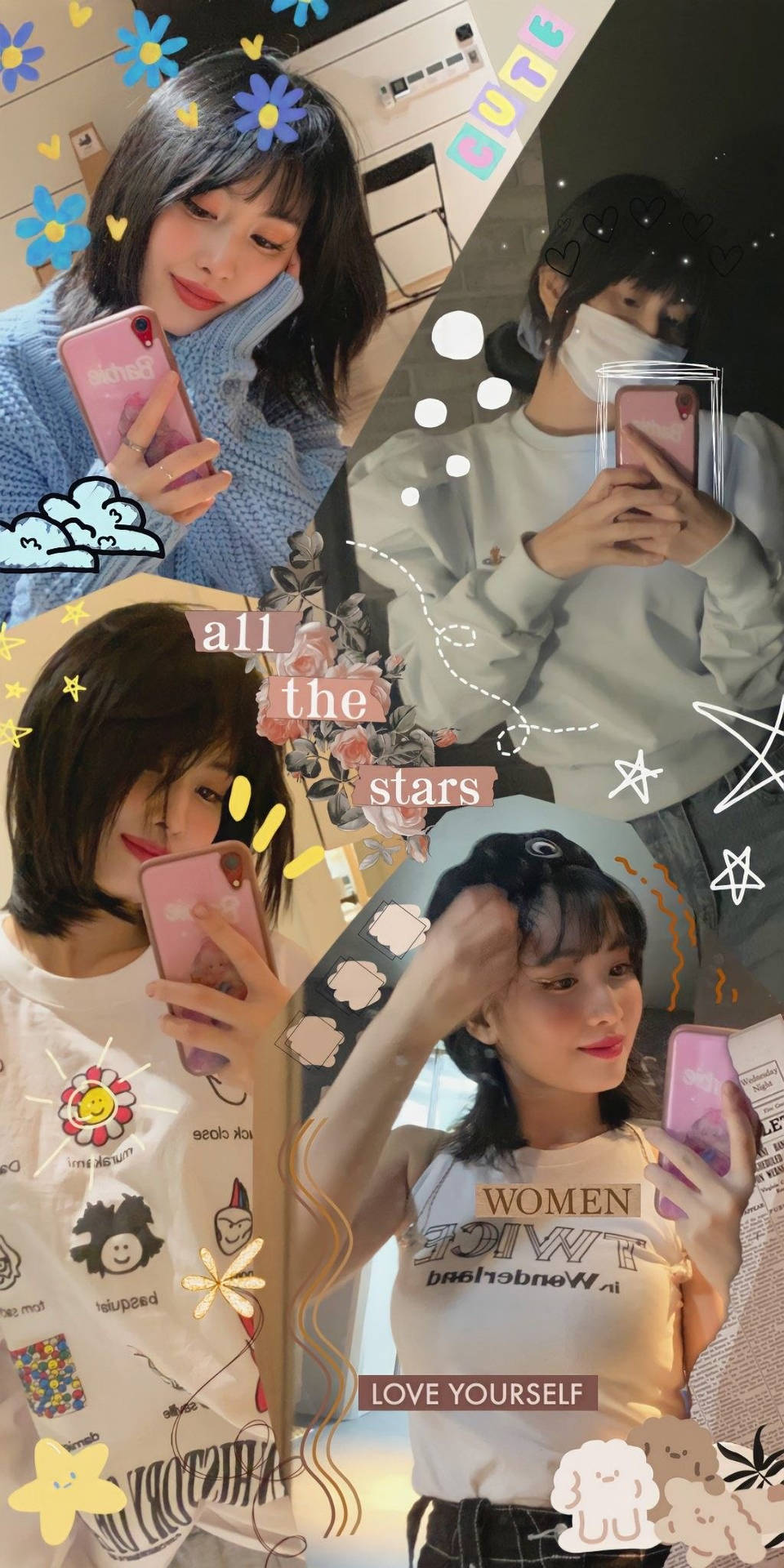 Hirai Momo Selfie Collage Wallpaper