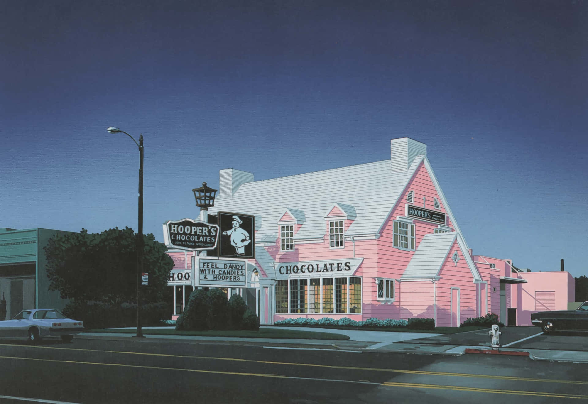 Hiroshi Nagai Pink Chocolate Shop Wallpaper