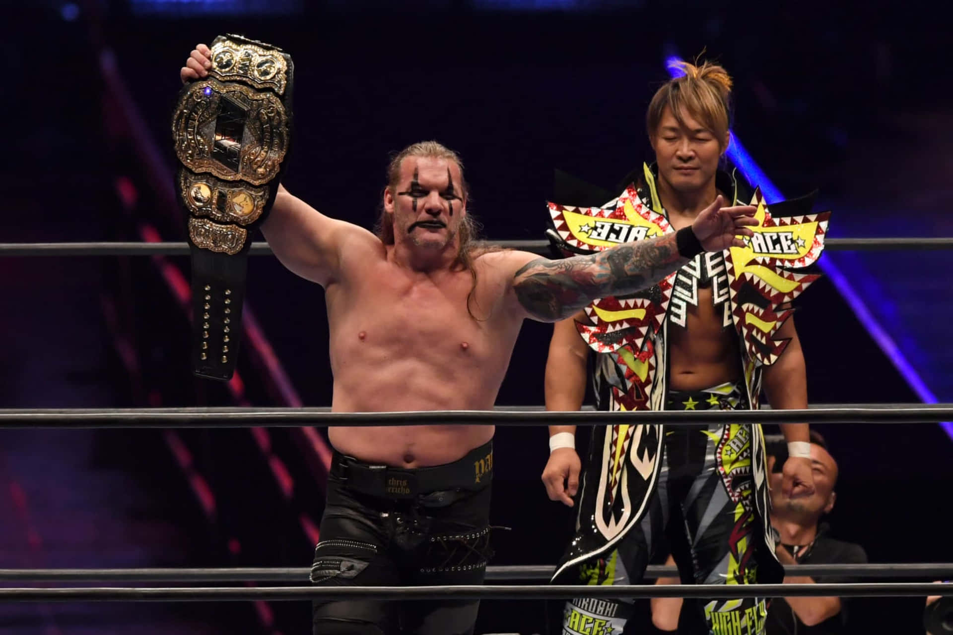 Hiroshi Tanahashi And Wrestling Legend Chris Jericho Background