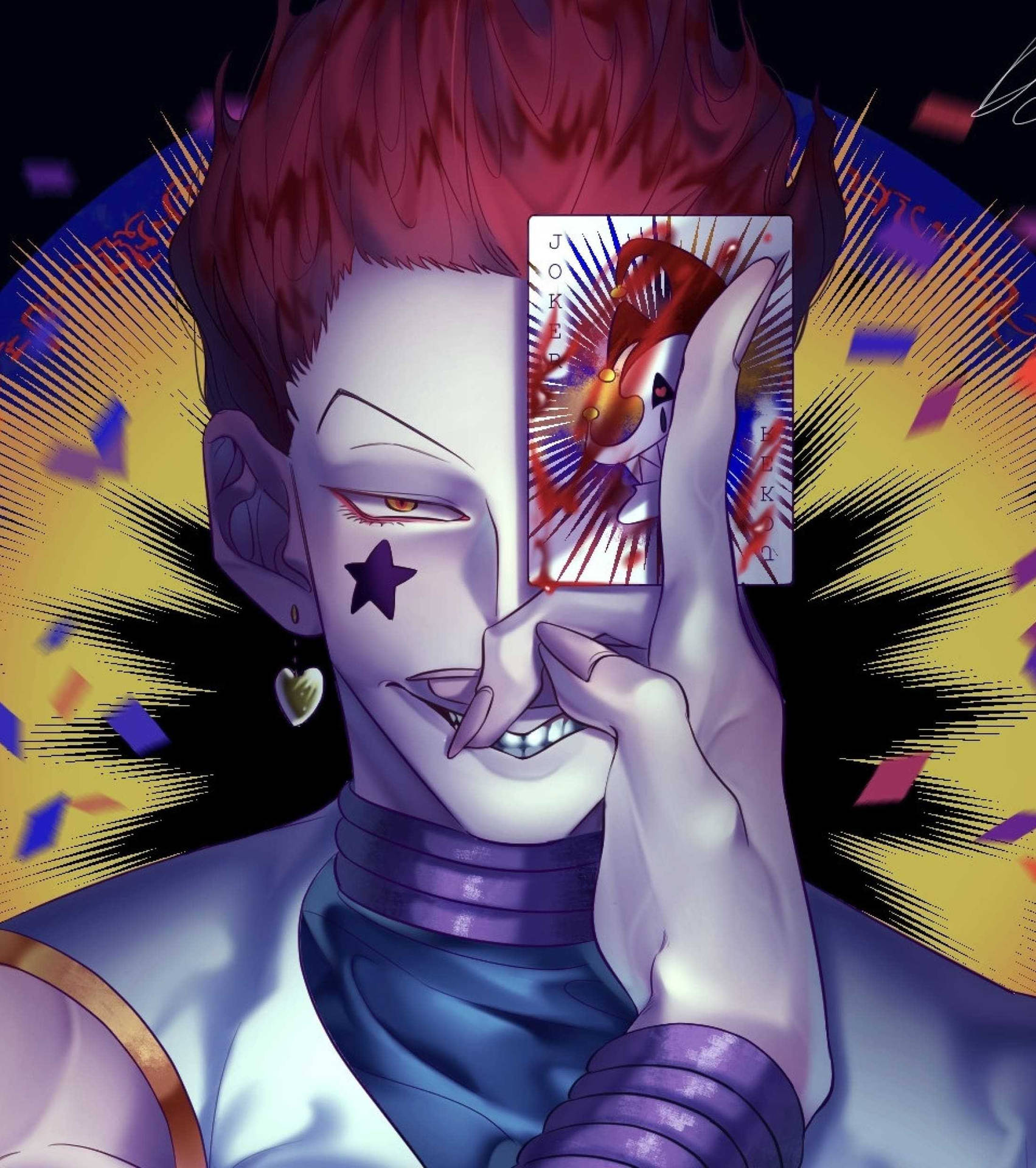 Hisoka 4K Joker Card Wallpaper