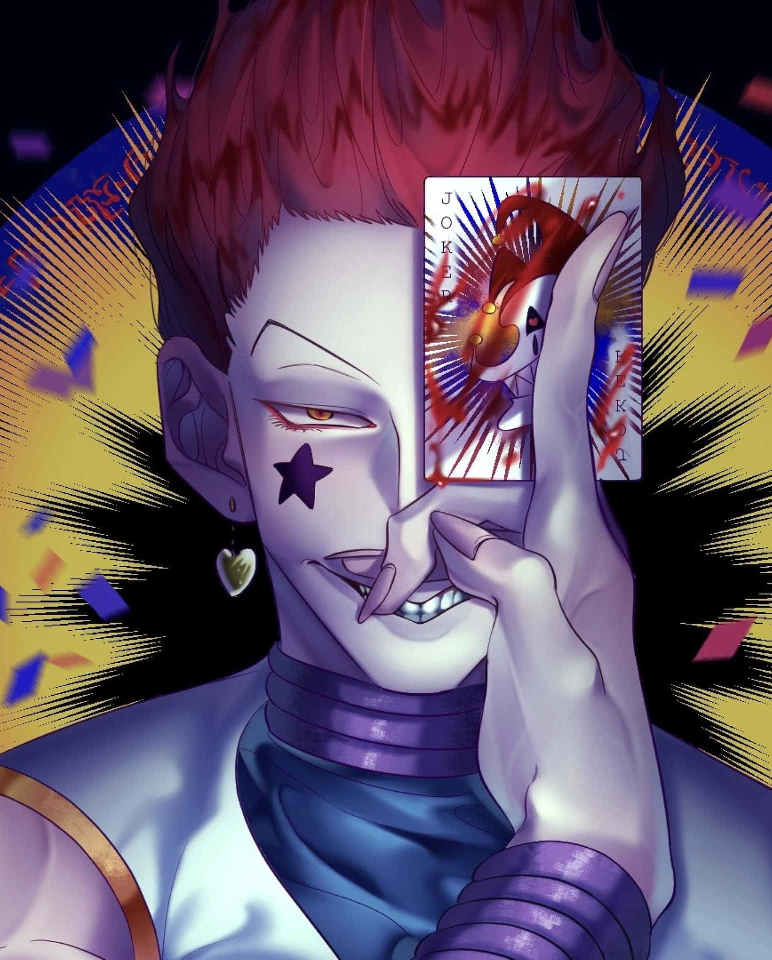 A Character With Red Hair Holding A Card