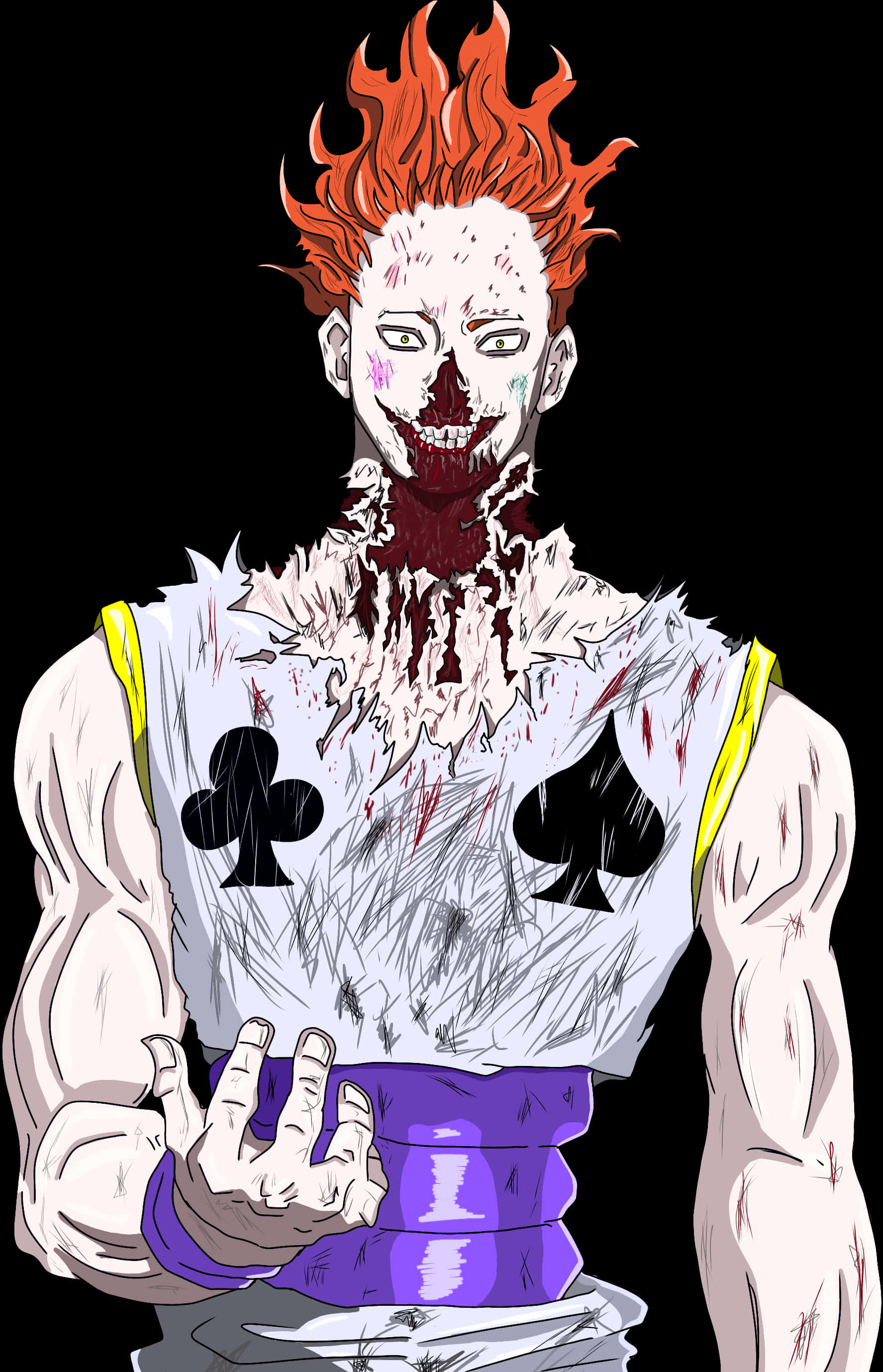 Hisoka Battle Damage Illustration PNG