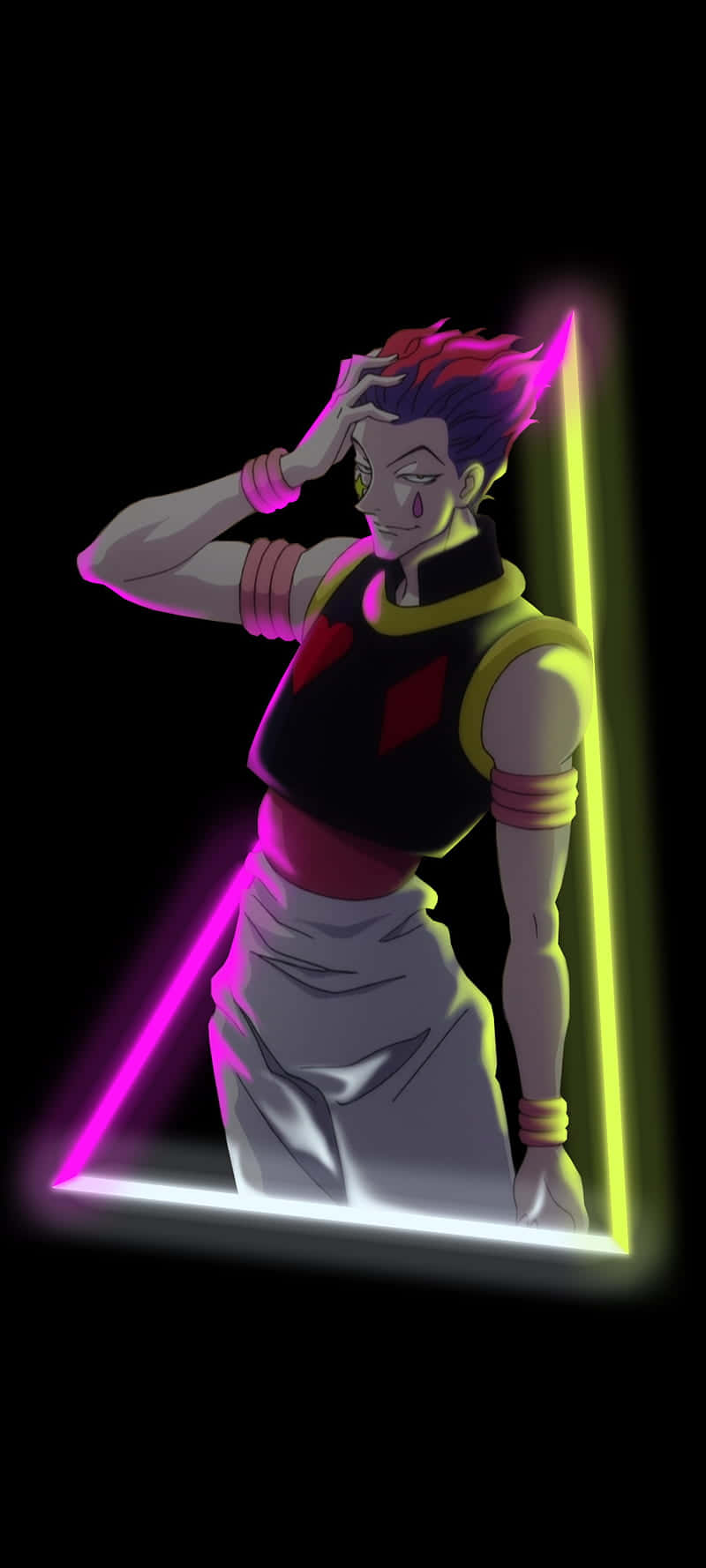 A Neon Colored Image Of A Character In A Triangle Wallpaper