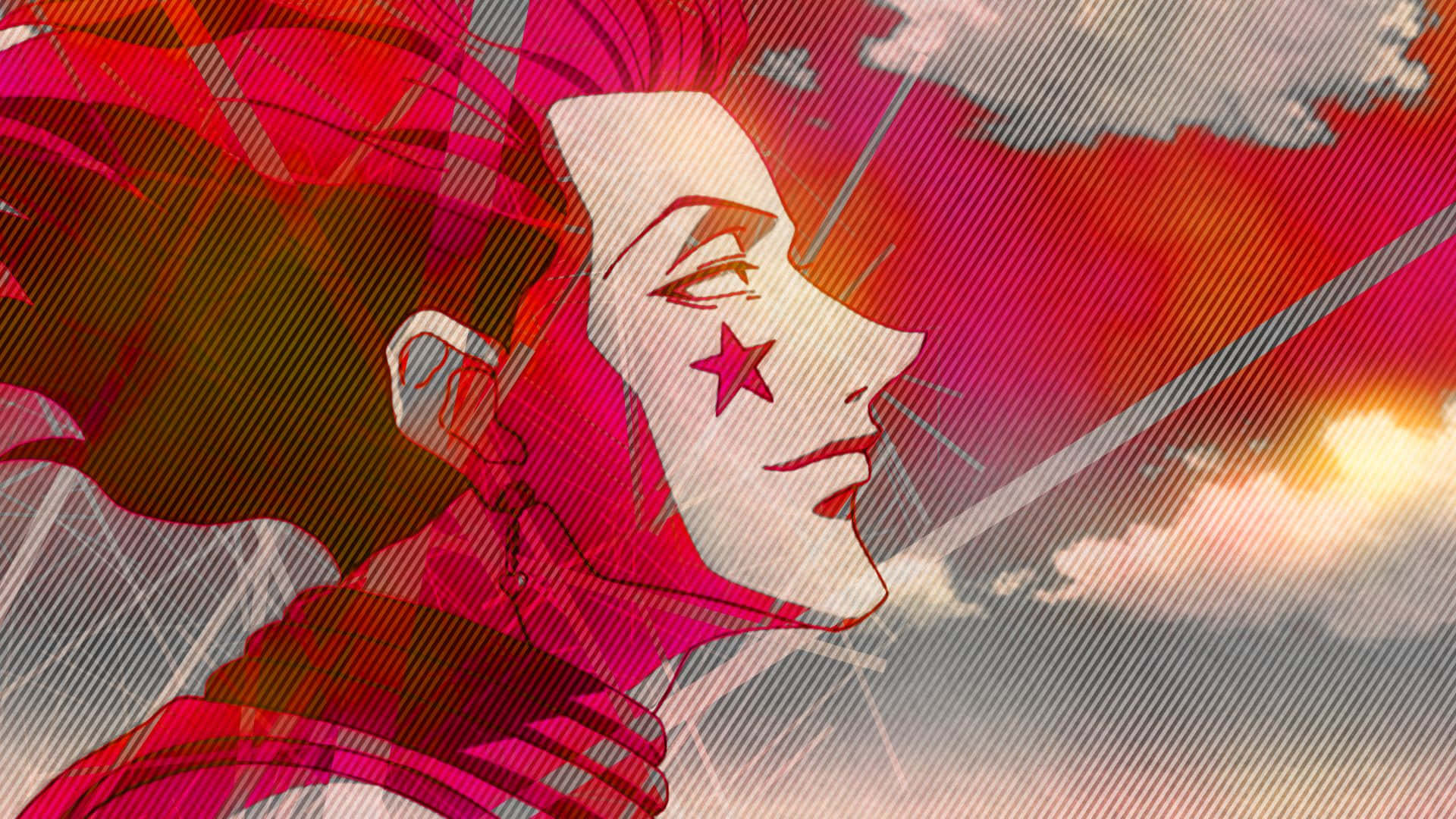 Hisoka Morow displaying his sinister smile in a powerful stance Wallpaper