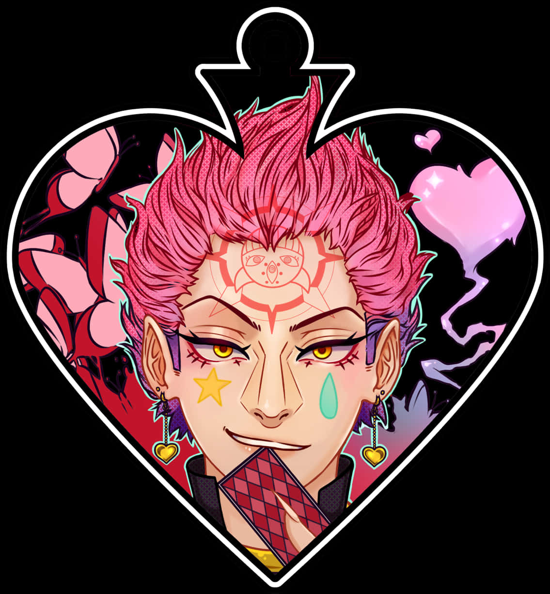 Hisoka Morow Heart Frame Art PNG