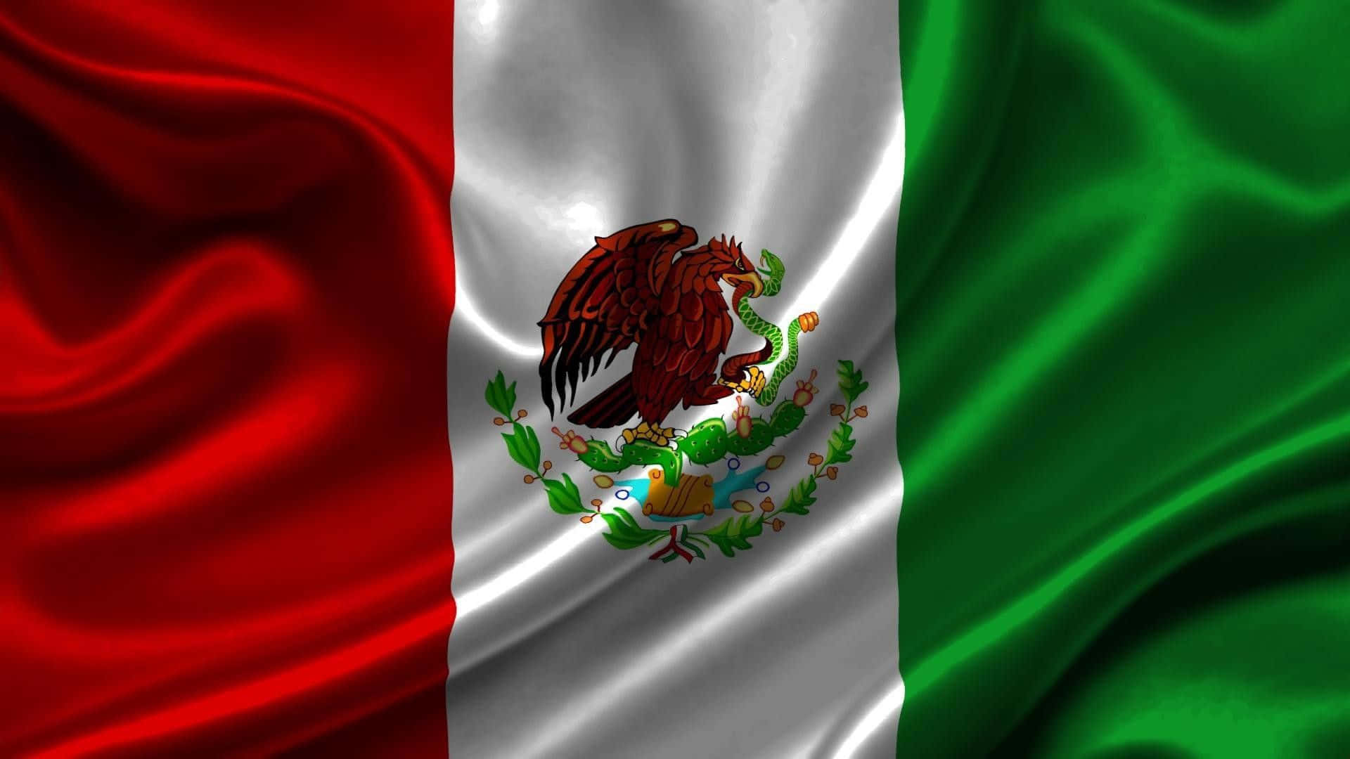 Flagganför Mexiko Visas På Ett Vackert Sätt. Wallpaper