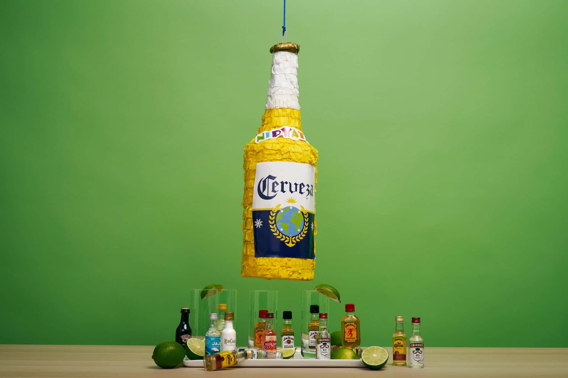 Corona Beer Bottle Hanging Lamp Wallpaper