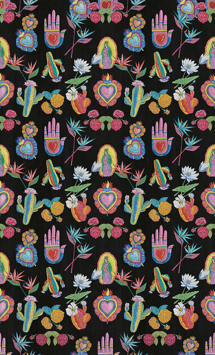 A Colorful Pattern With Many Different Hand Prints Wallpaper