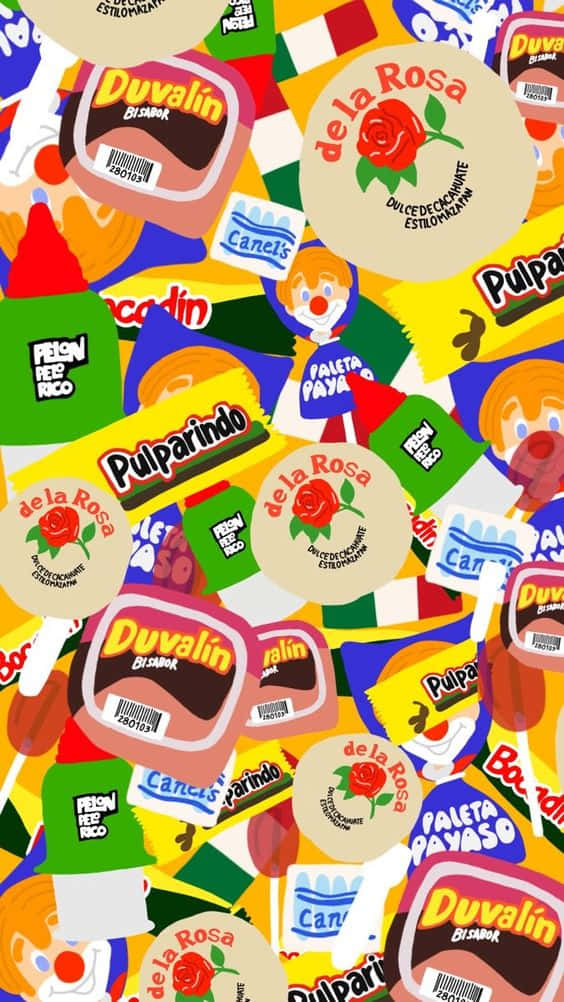 A Colorful Pattern Of Candy And Other Items Wallpaper