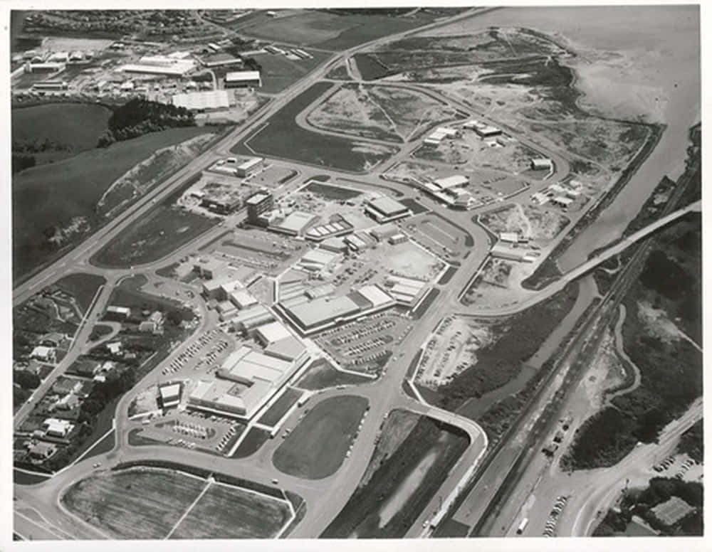 Historic Aerial Viewof Porirua City Center Wallpaper