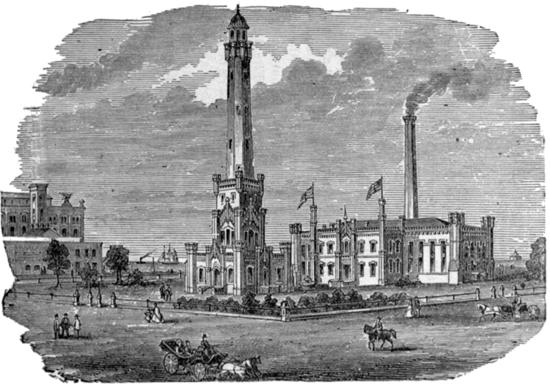 Historic Chicago Water Tower Illustration PNG