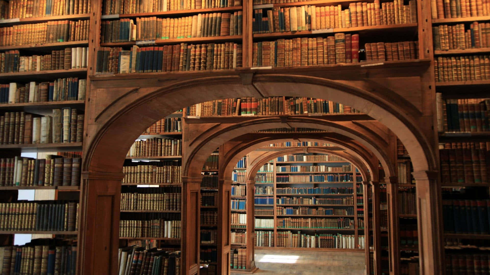 Historic Library Archwaysand Bookshelves Wallpaper