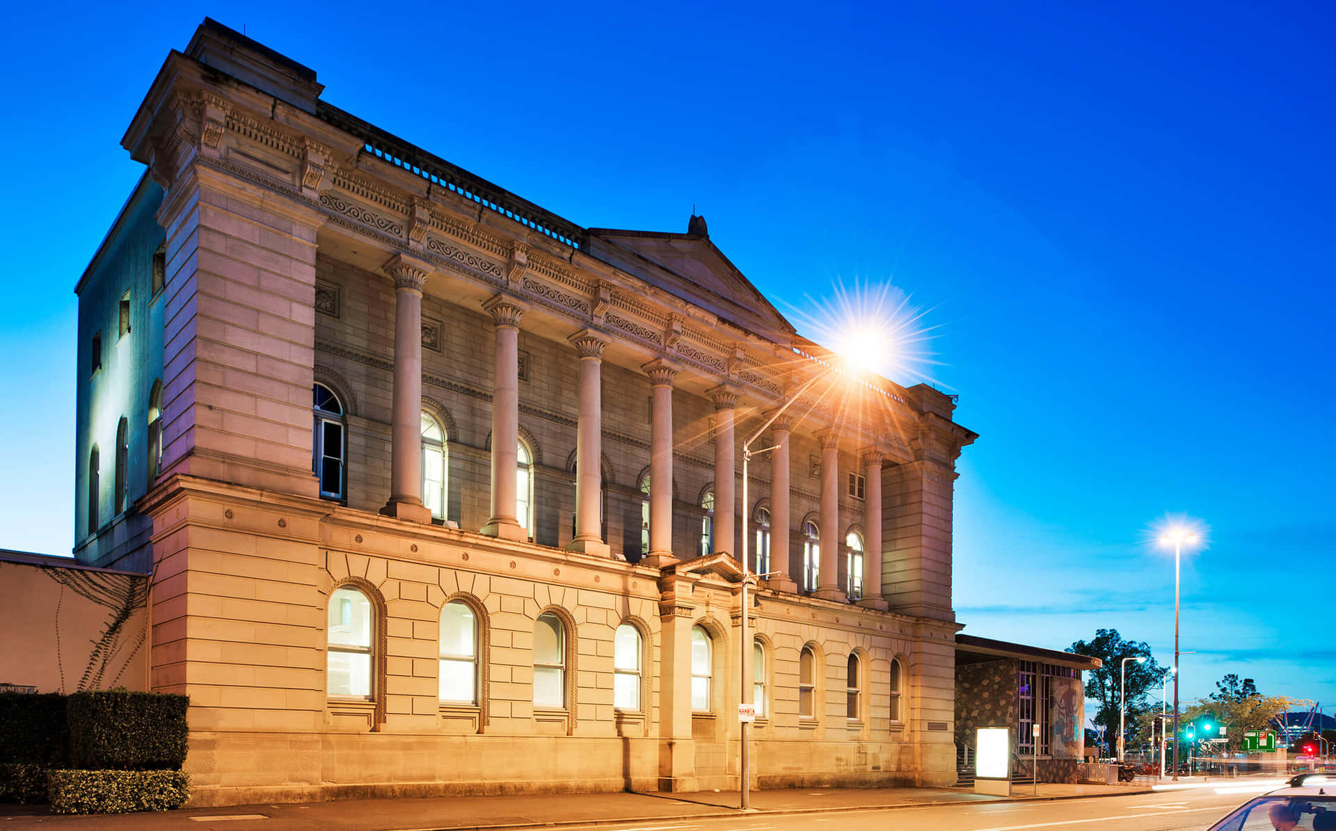 Historisch Bibliotheekgebouw Schemering Achtergrond