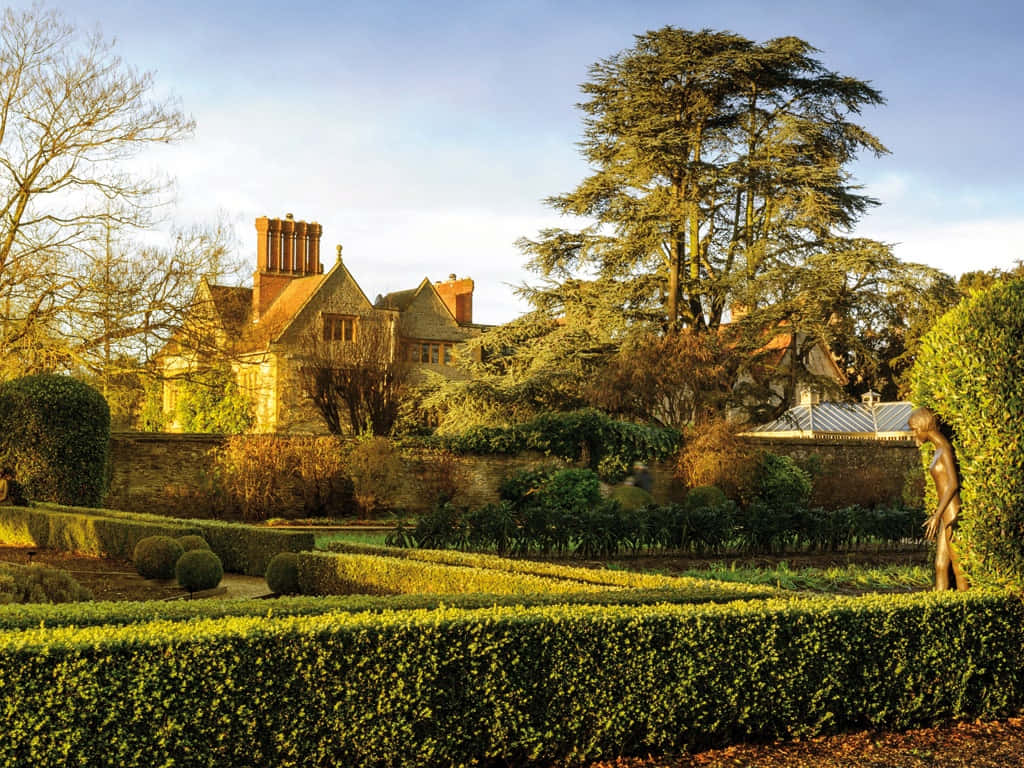 Historic Oxfordshire Manor Garden Wallpaper