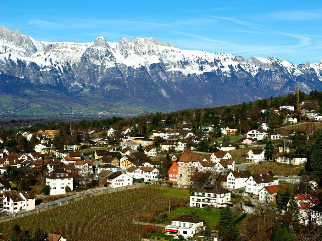 Historic Vaduz Castle Overlooking Lichtenstein’s Alpine Landscape Wallpaper
