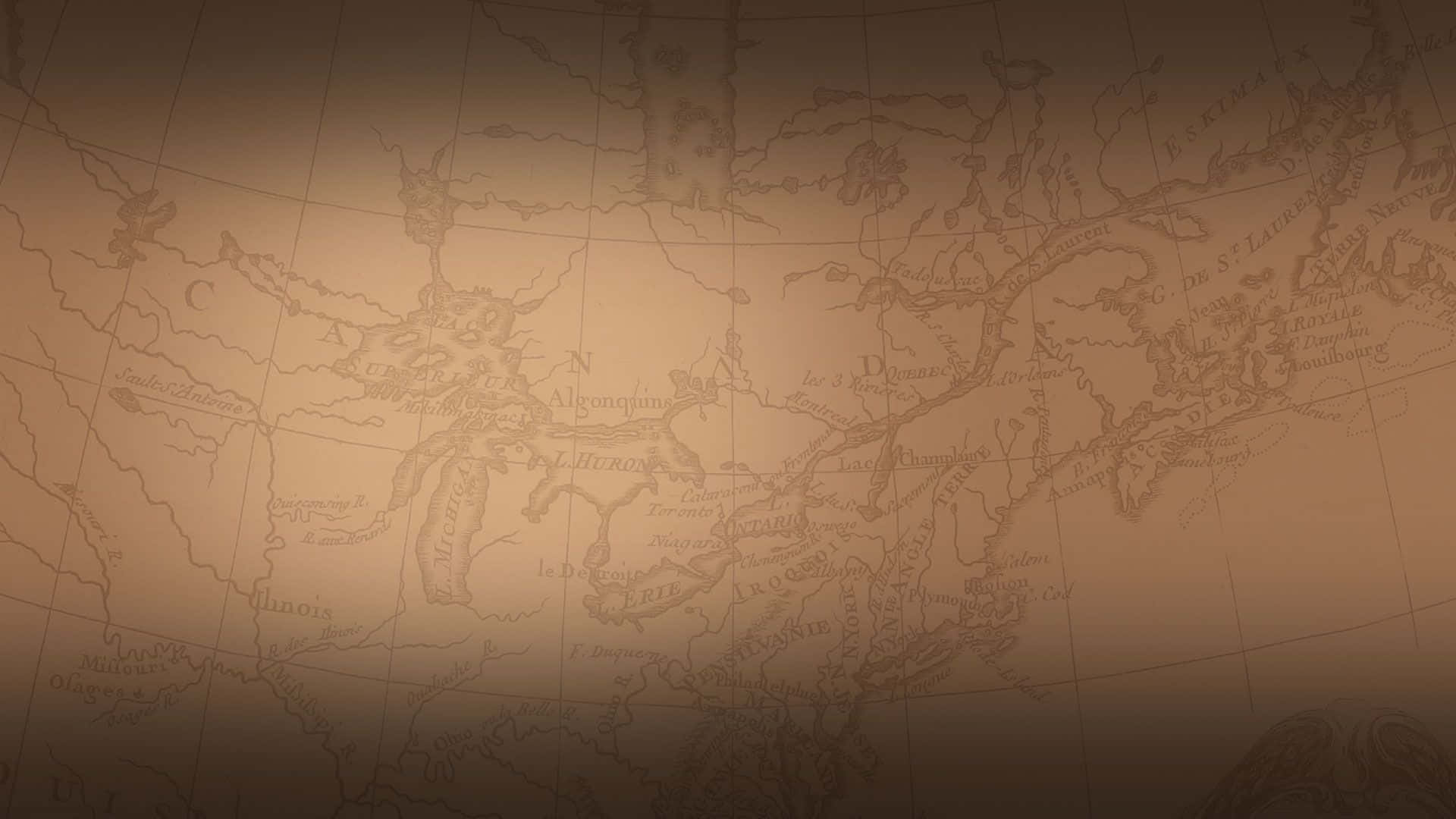 A Brown Background With A Map Of The World