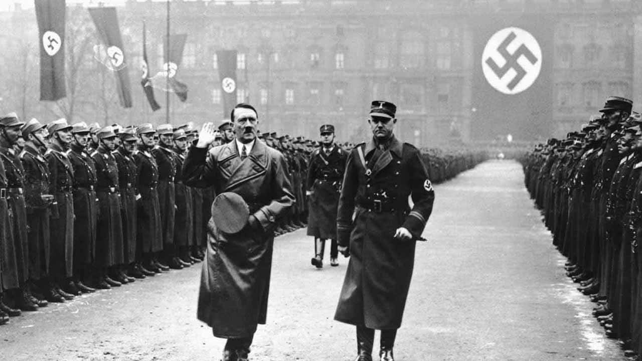 Historisksvartvit Bild Av Hitler Och Nazisterna.