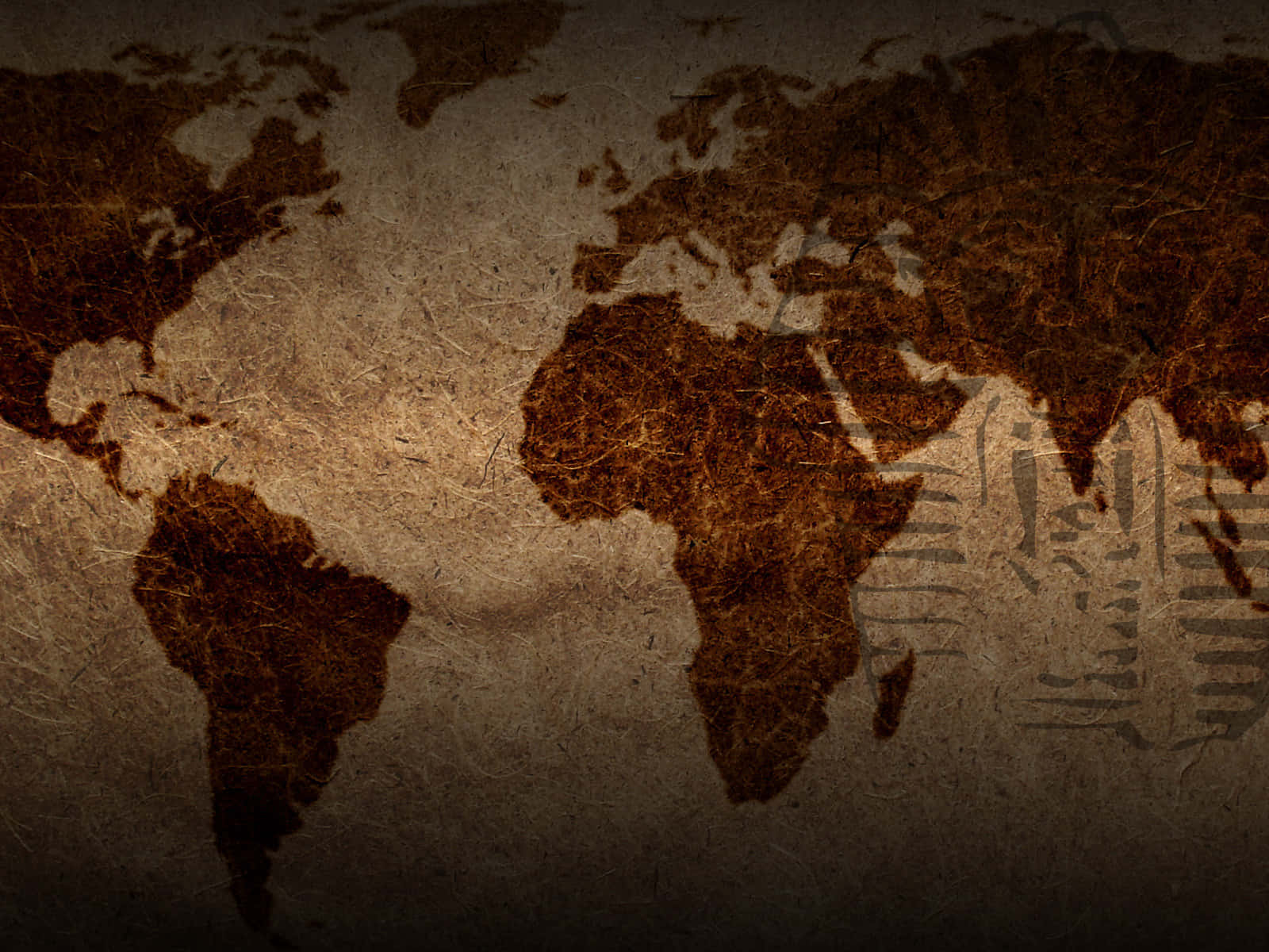 A World Map On A Brown Background