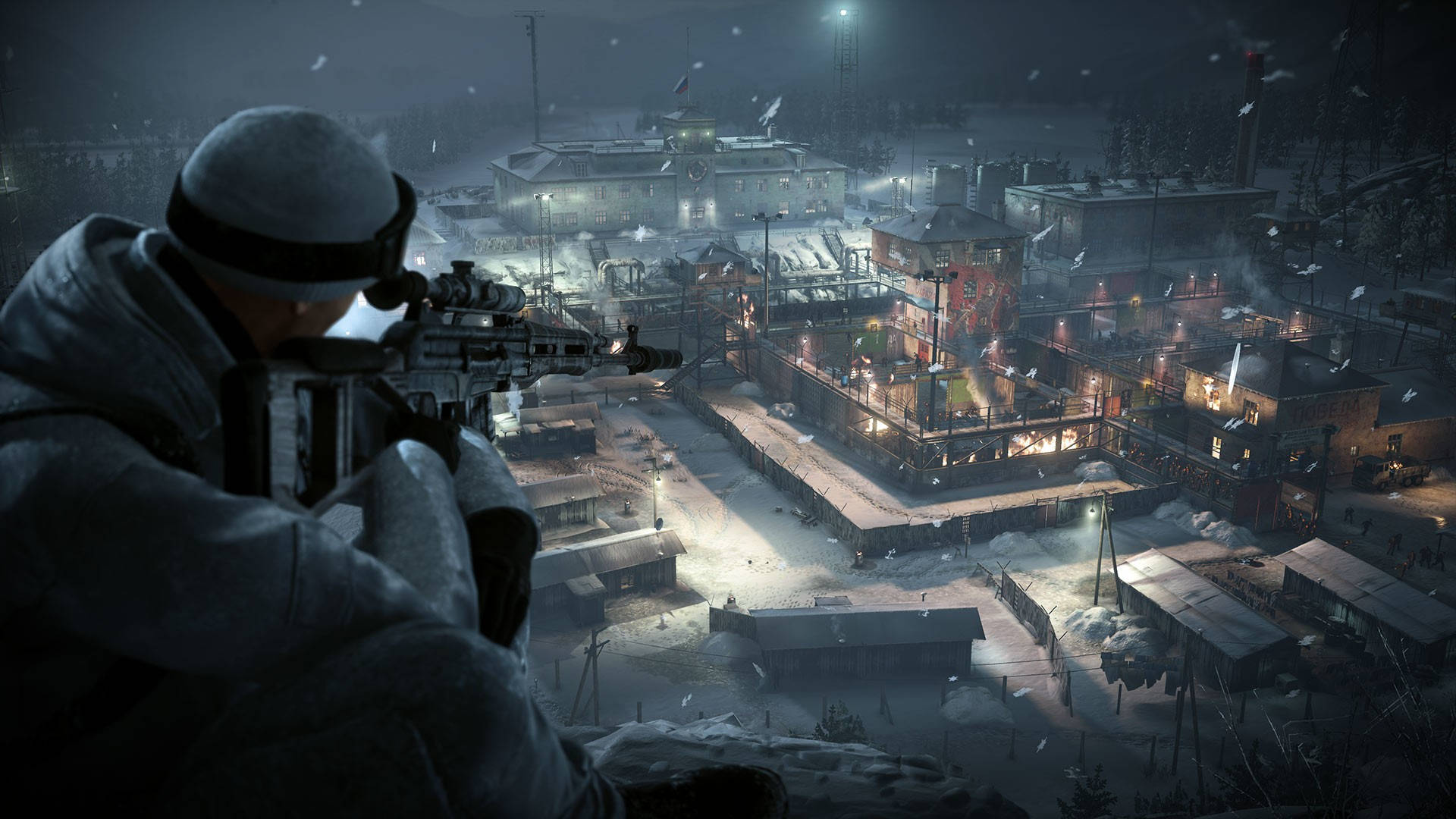 Hitman 2 Sniper During Winter Background