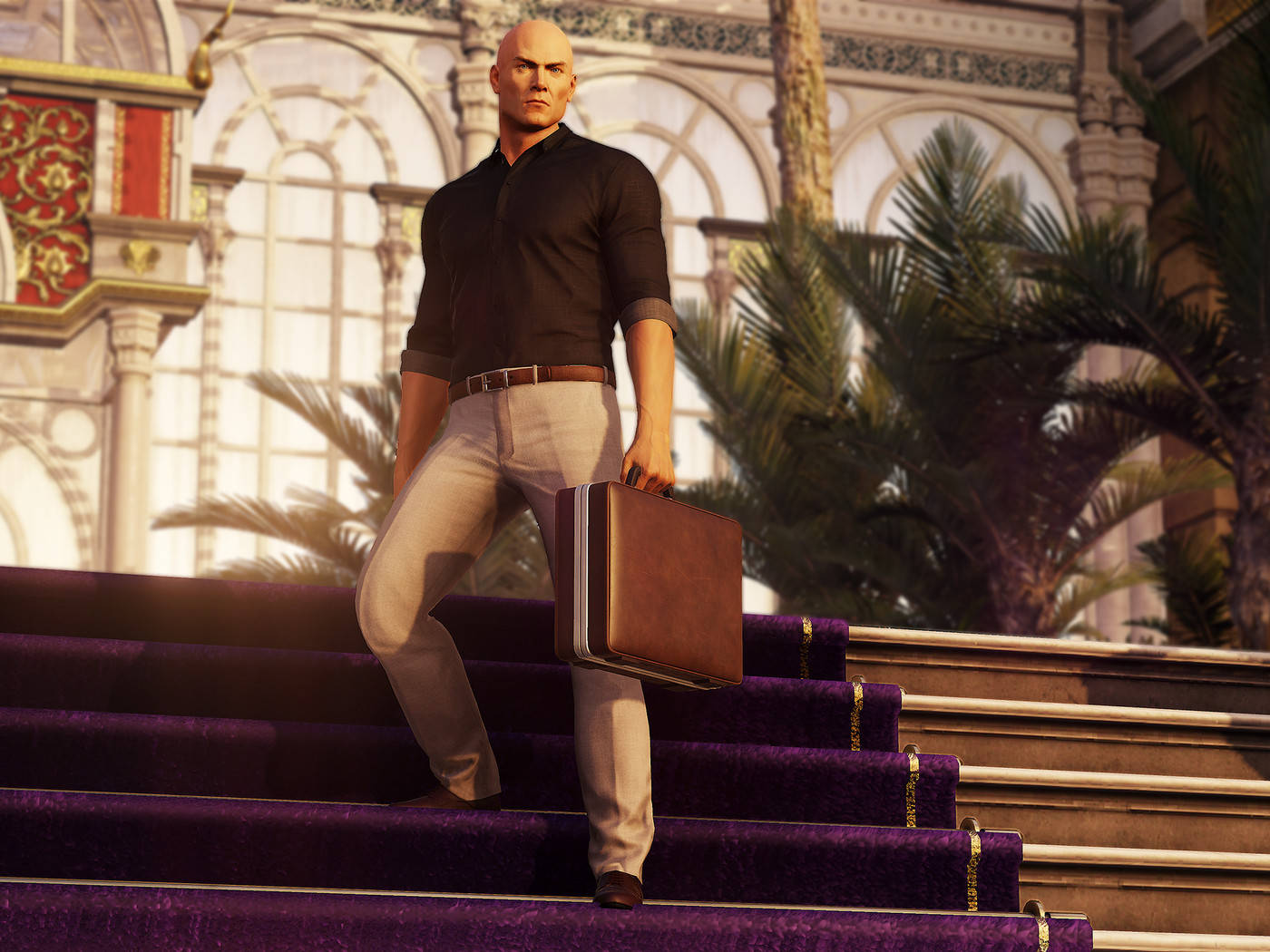 Hitman 2 With Brown Briefcase Background