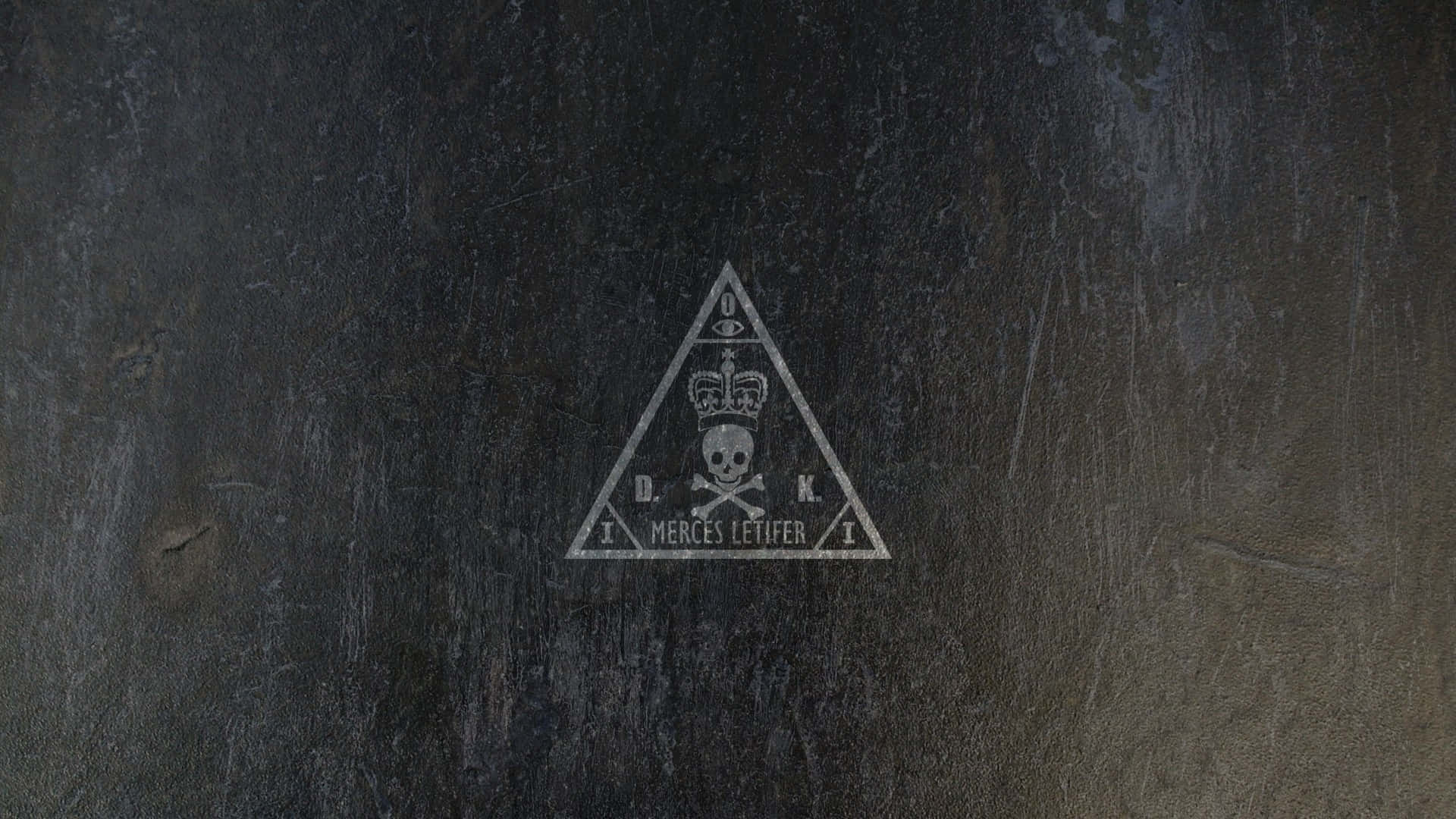 A Black And White Image Of A Triangle With A Skull Wallpaper
