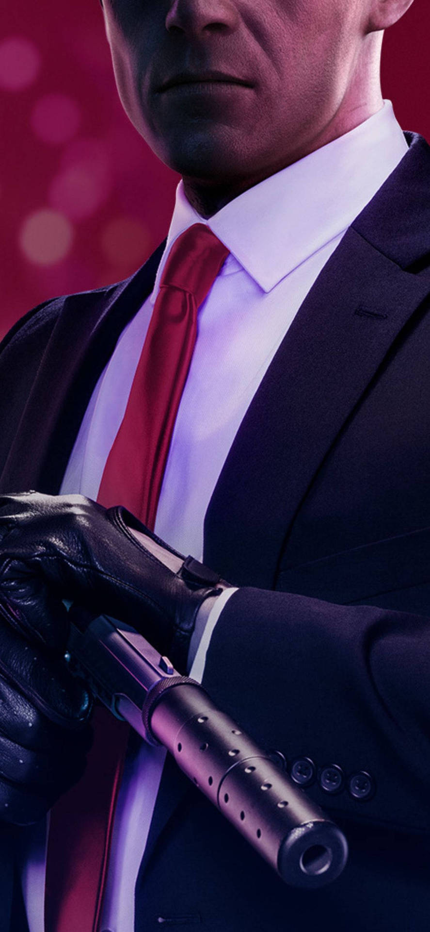 Hitman Black Suit With Gun Background