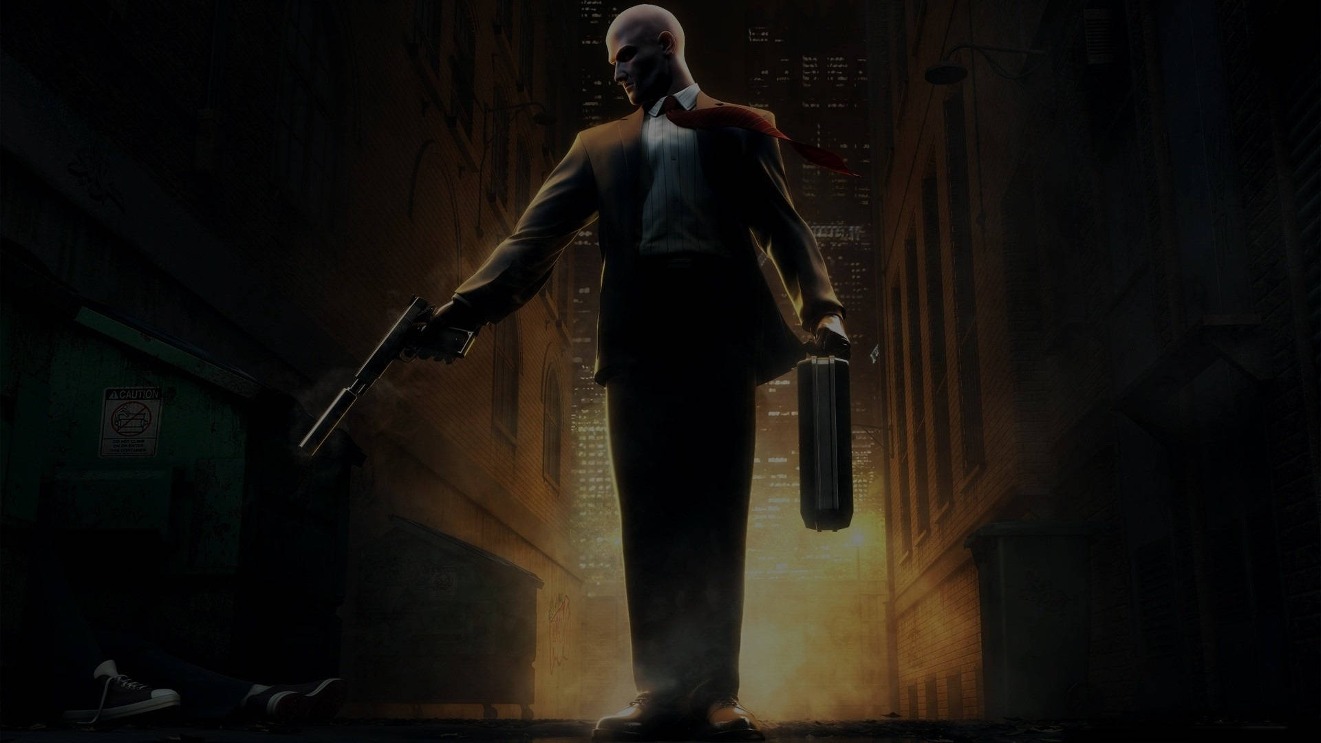 A Man In A Suit Is Standing In A Dark Alley Wallpaper