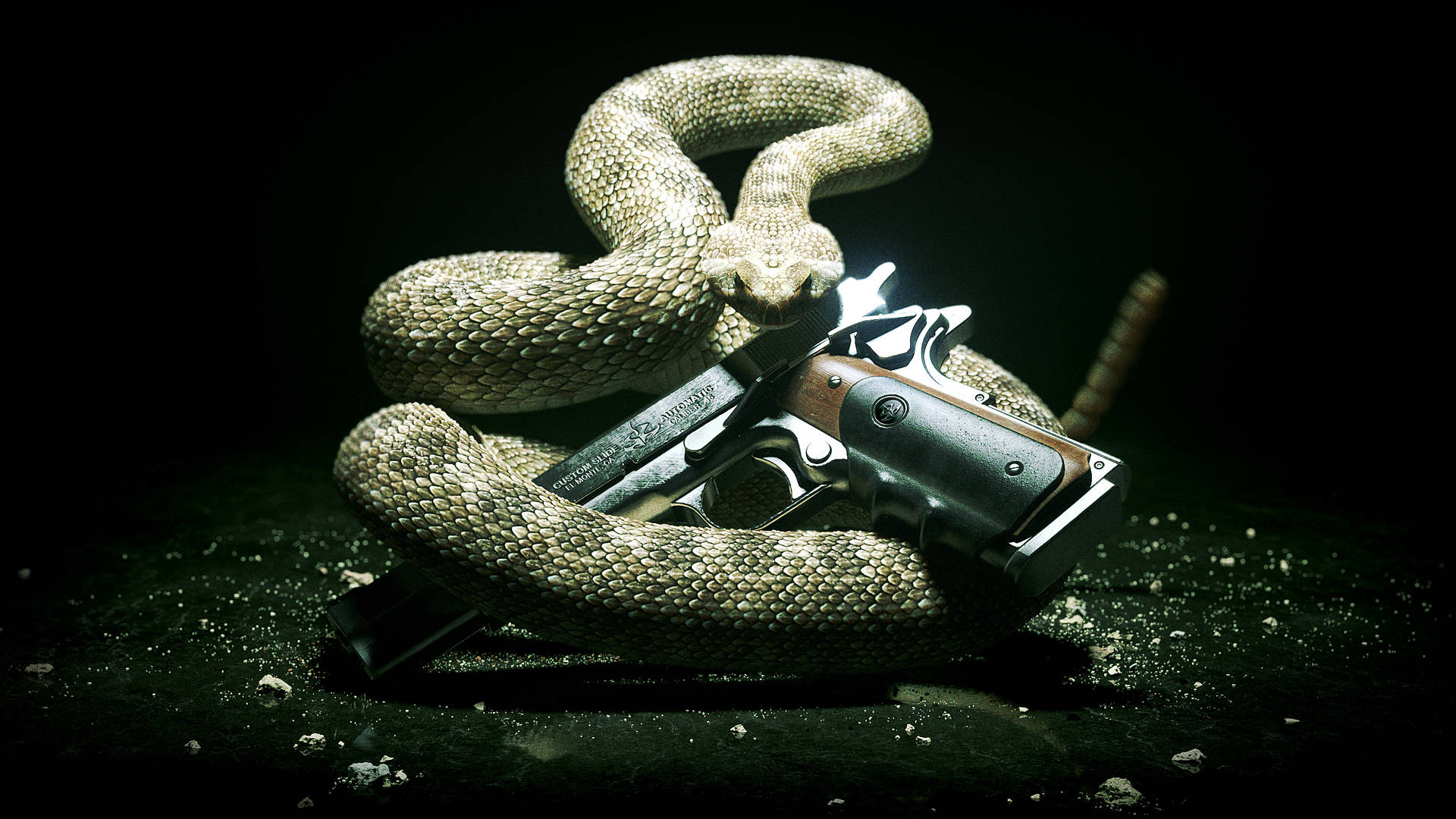Hitman's Gun With Snake Background