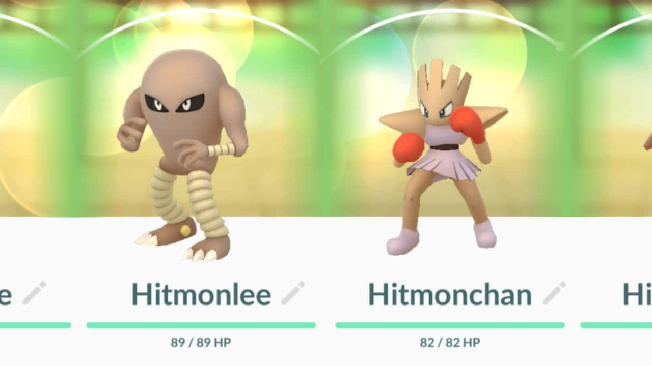 Hitmonlee og Hitmonchan Pokemon Go Battle Wallpaper Wallpaper