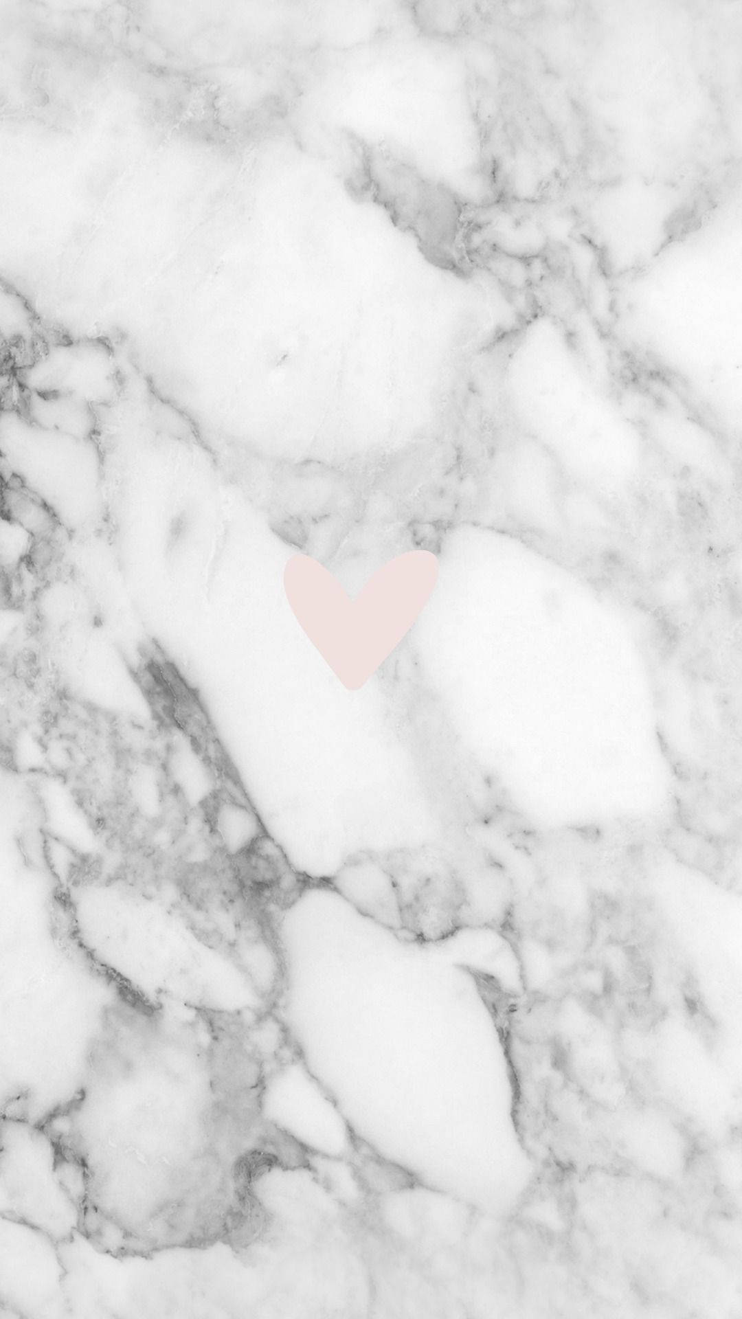 Hjerte På Hvid Grå Marmor Iphone Wallpaper