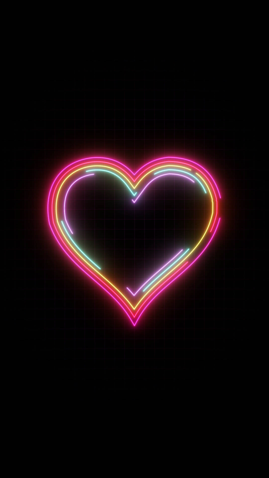 Hjerteformet Neon Telefon Wallpaper