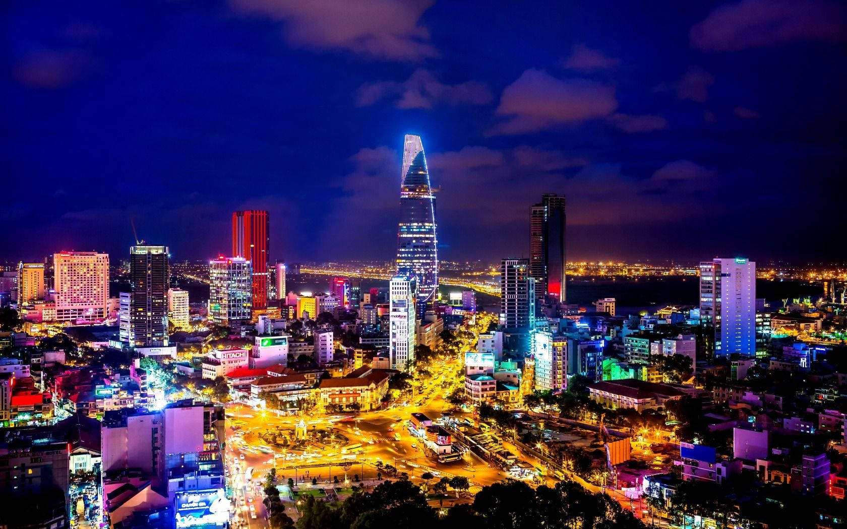 Captivating Lights Shining Across Ho Chi Minh City Wallpaper