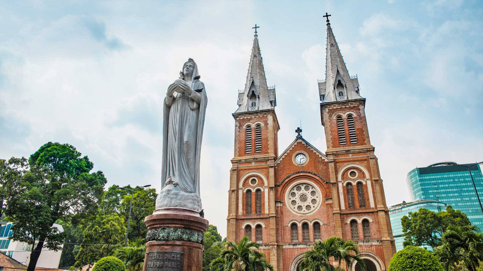 The Majestic Notre-Dame Cathedral in Ho Chi Minh City, Vietnam Wallpaper