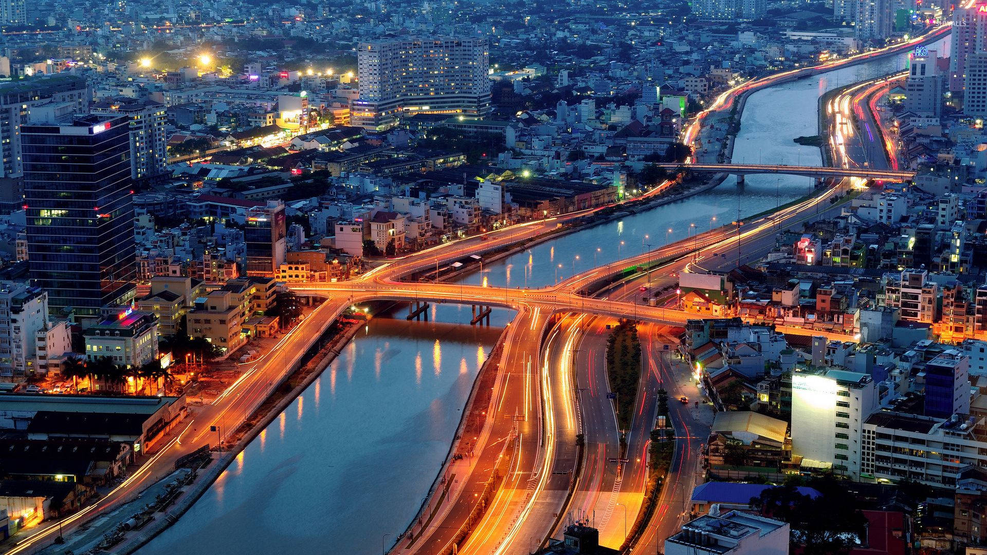 Ciudadho Chi Minh Puente Naranja. Fondo de pantalla