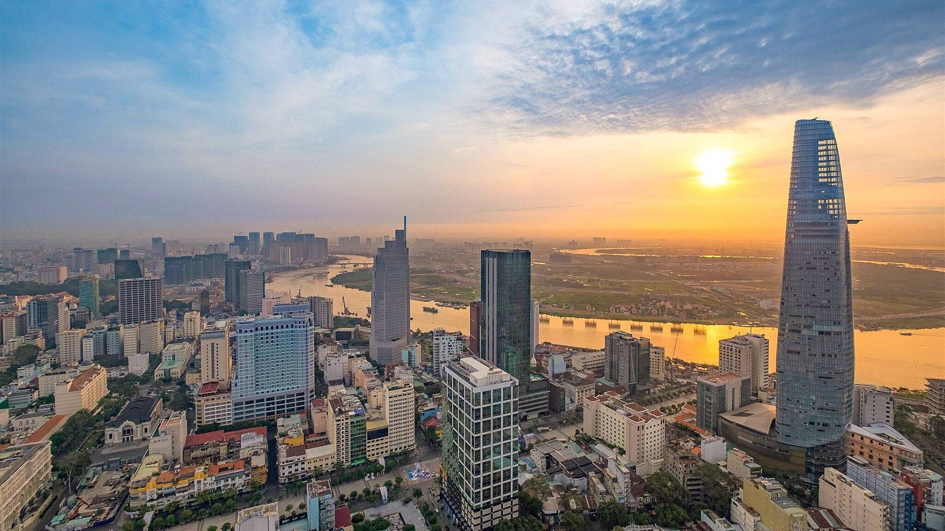 Hochi Minh City Steigende Sonne Wallpaper