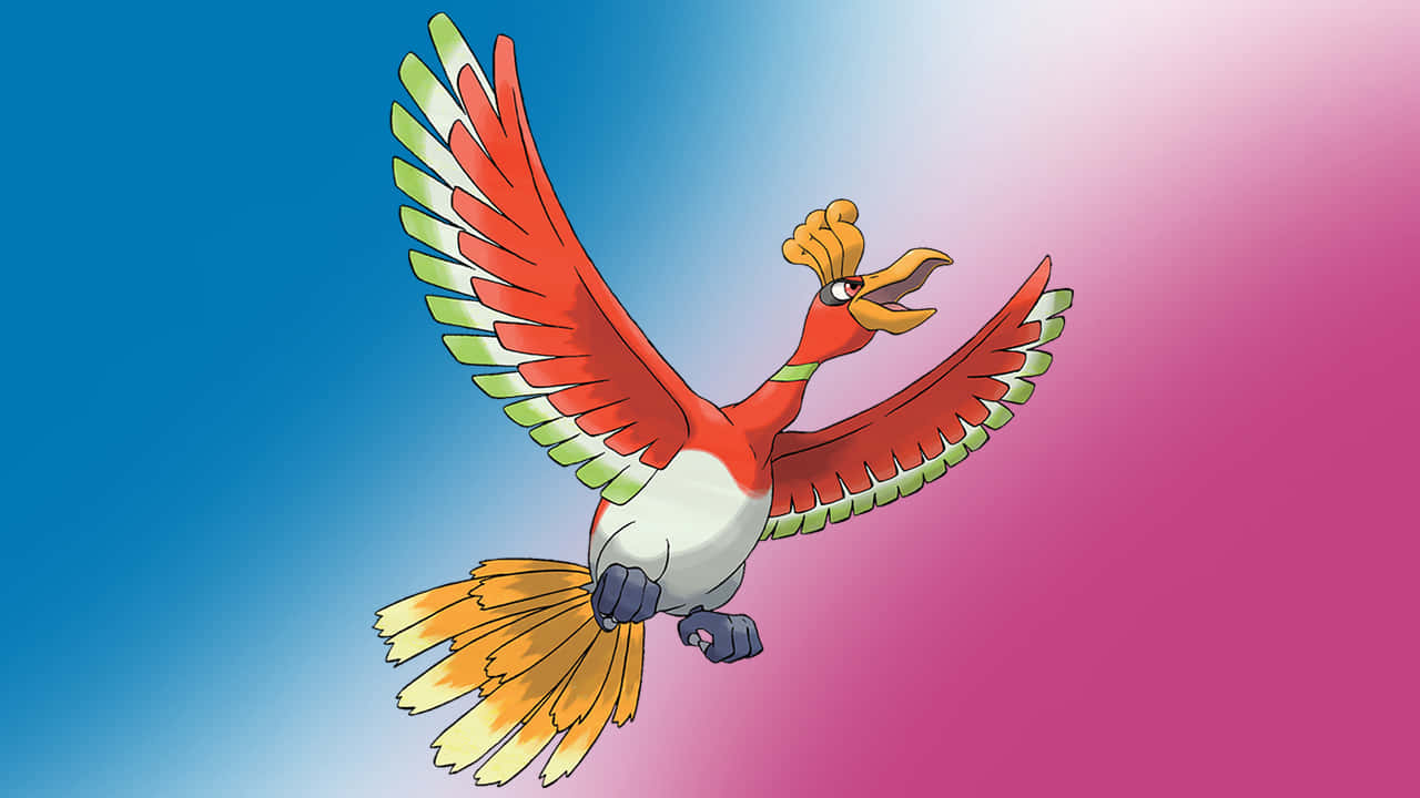 Ho-Oh Against Gradient Background Wallpaper