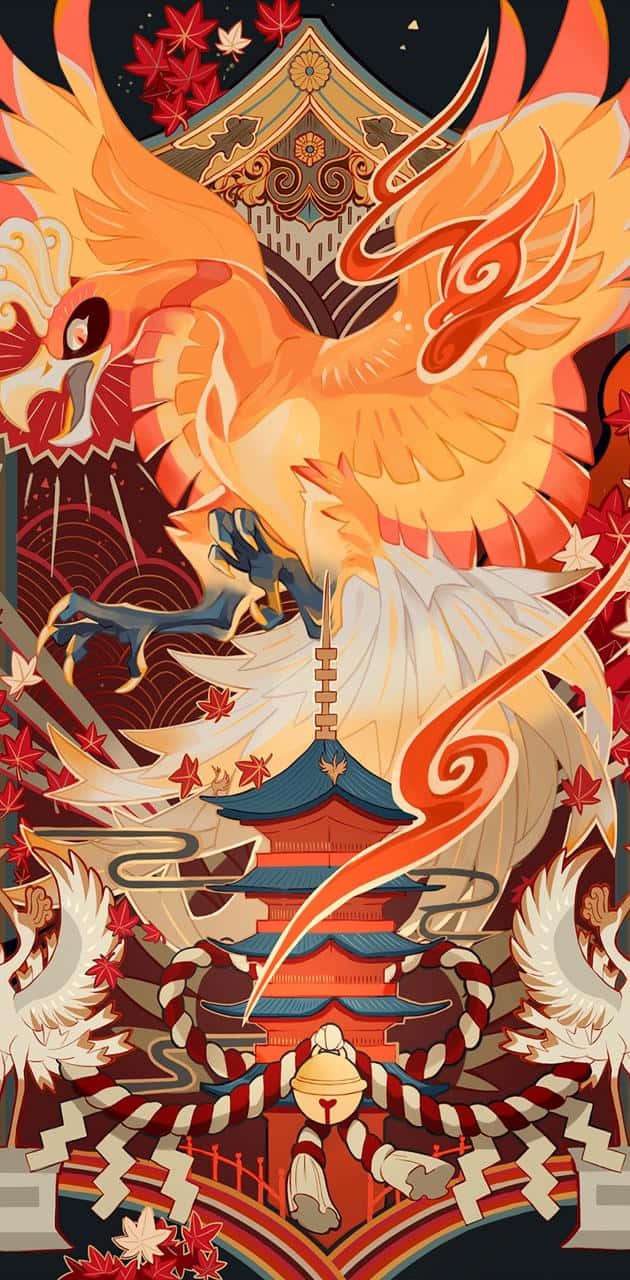 Ho-oh In Chinese Background Wallpaper